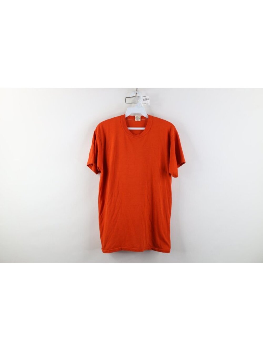 Vintage 70s Russell Athletic Mens Medium Faded Blank Thin T-Shirt Orange USA
